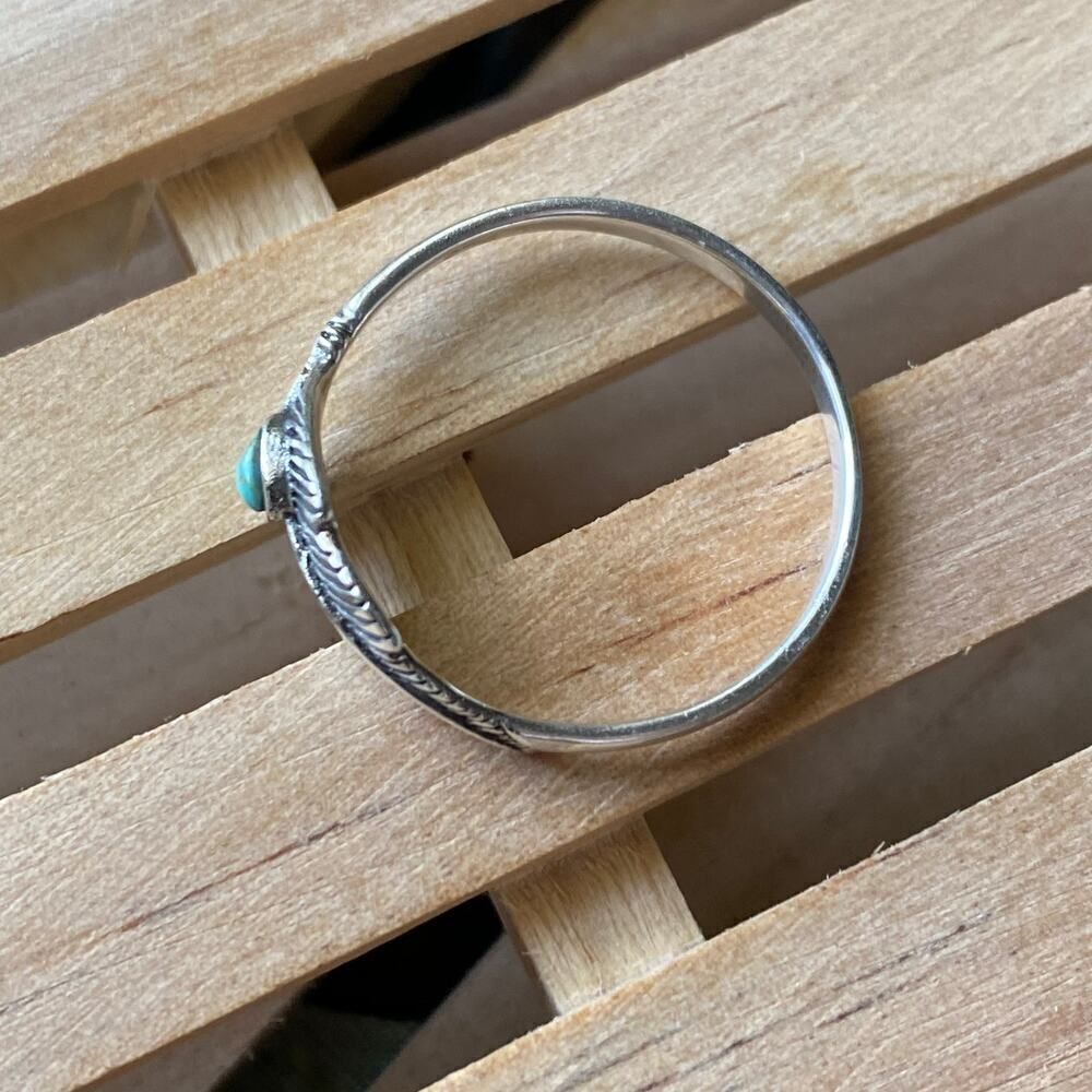 Turquoise Sterling Silver Feather Ring - Picture 3 of 7
